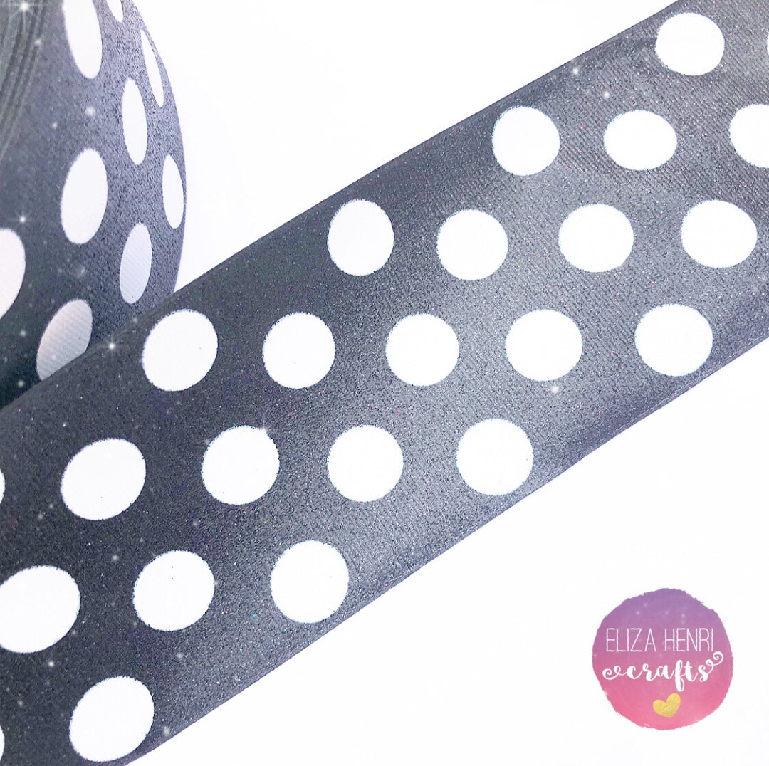 Polka dot spotty Glitter Grosgrain Ribbons 3''