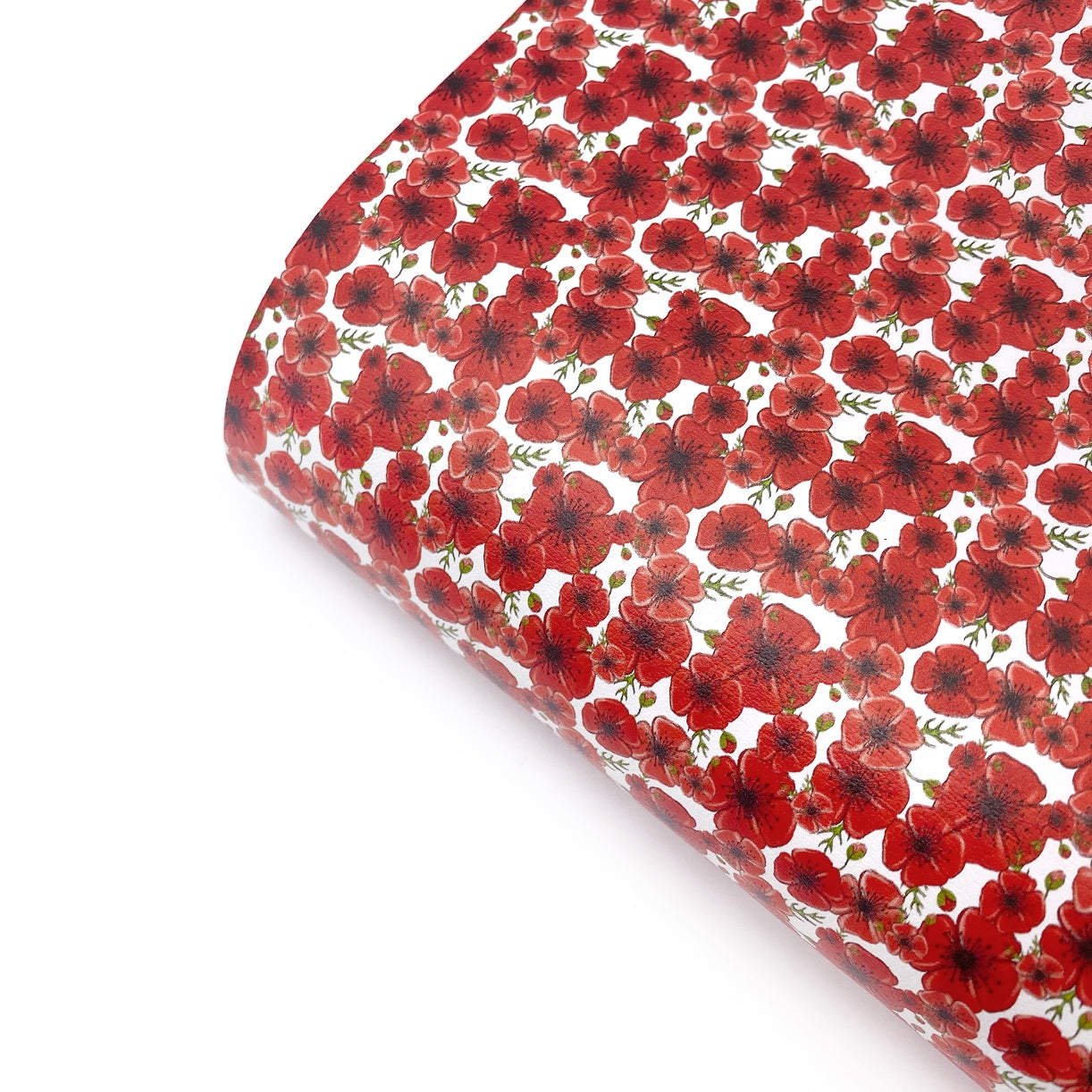 Poppy Fields Premium Faux Leather Fabric Sheets