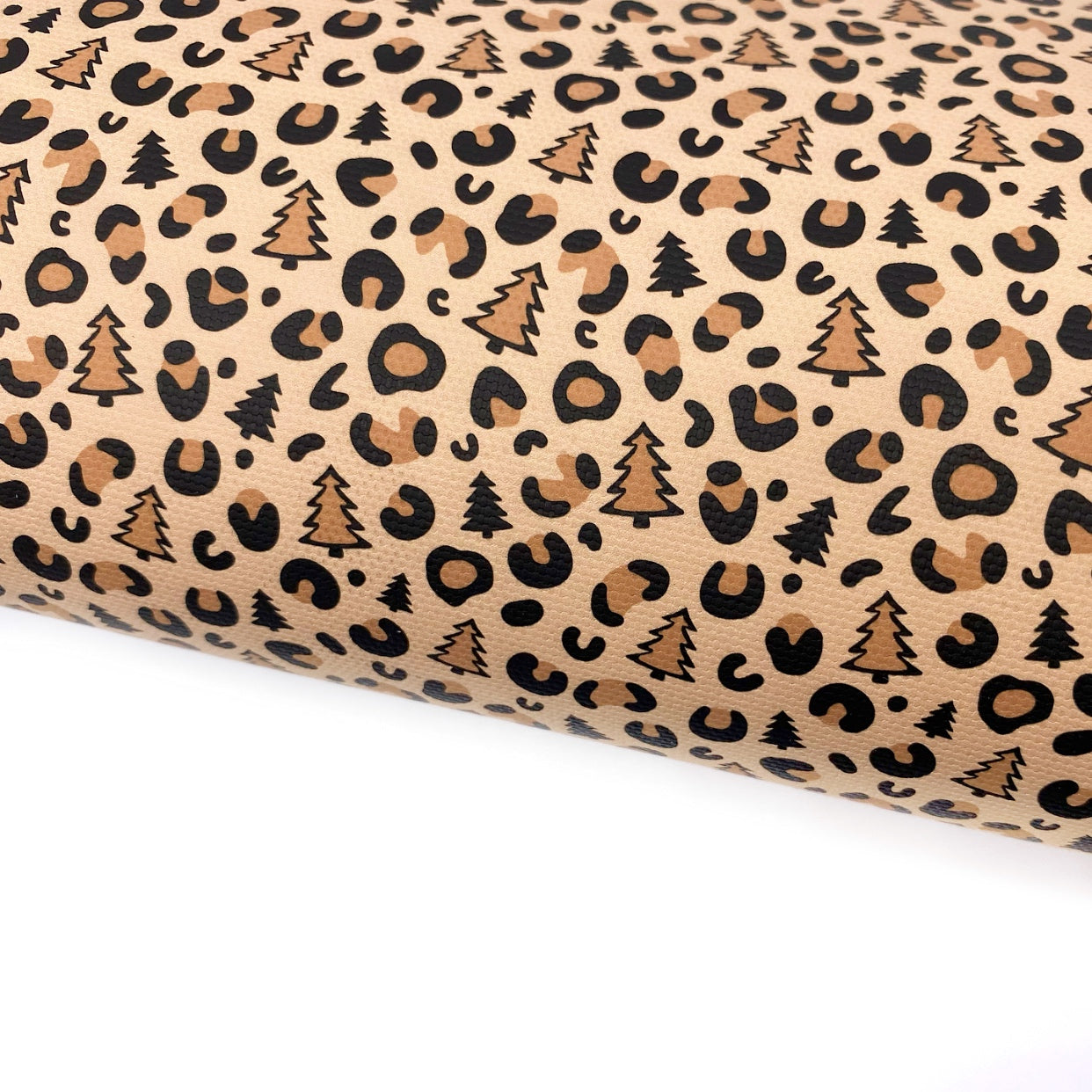 Leopard Print Xmas Lux Premium Canvas Bow Fabrics