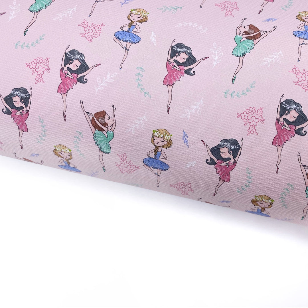 Pretty Floral Ballet Girl Lux Premium Canvas Bow Fabrics