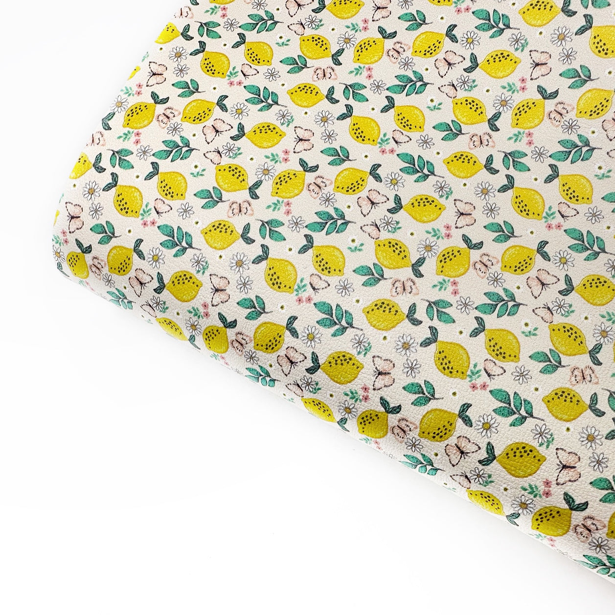 Lemons & Butterflies Premium Faux Leather Fabric Sheets