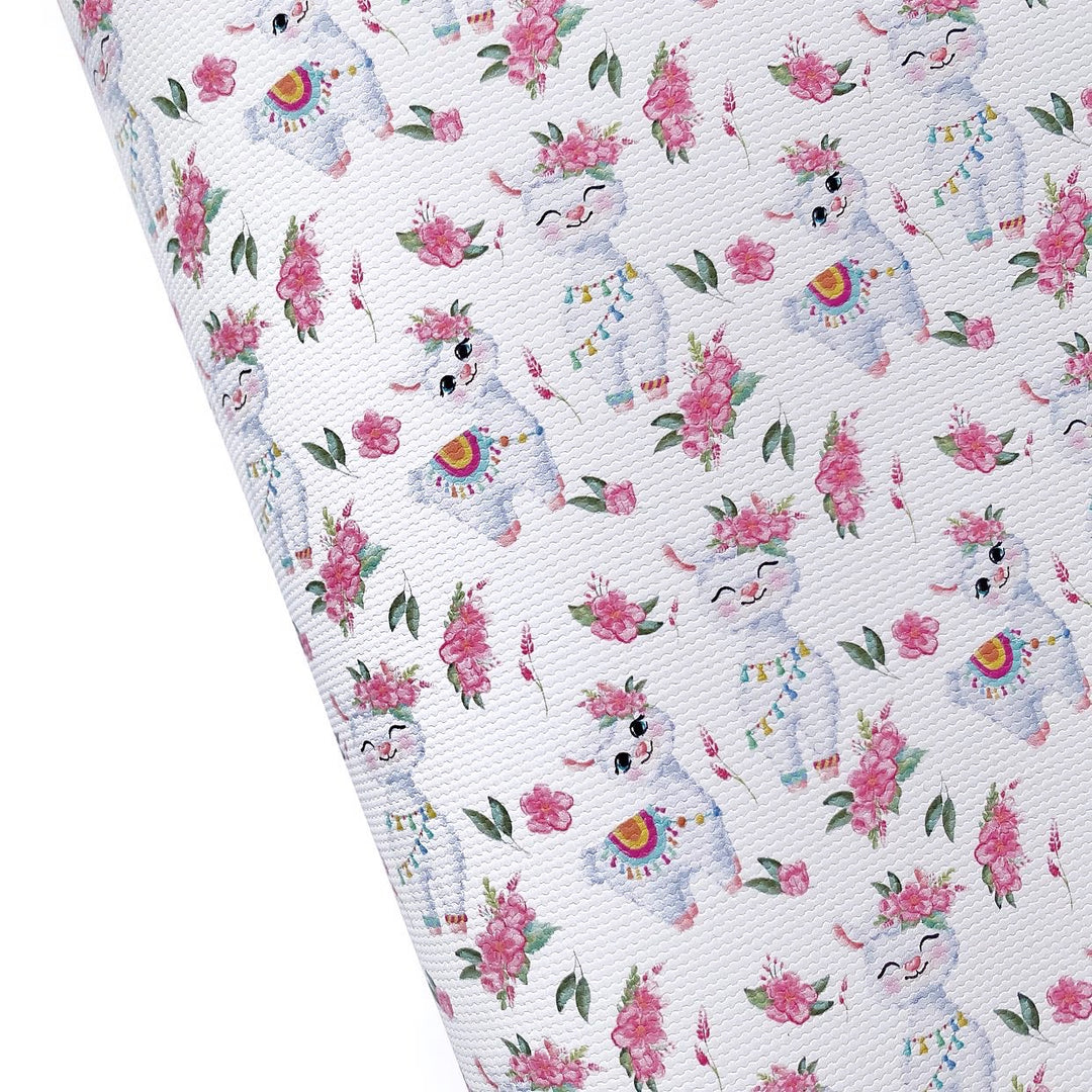 Mama Llama White Lux Premium Canvas Bow Fabrics