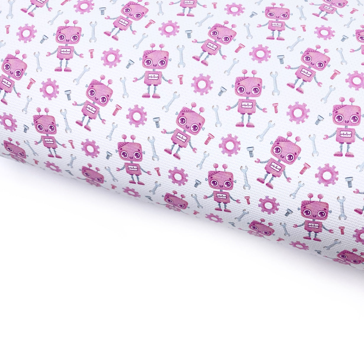Pink Robots Lux Premium Canvas Bow Fabrics