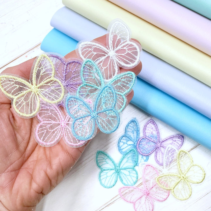 Embroidered Lace Pastel Butterfly Embellishment