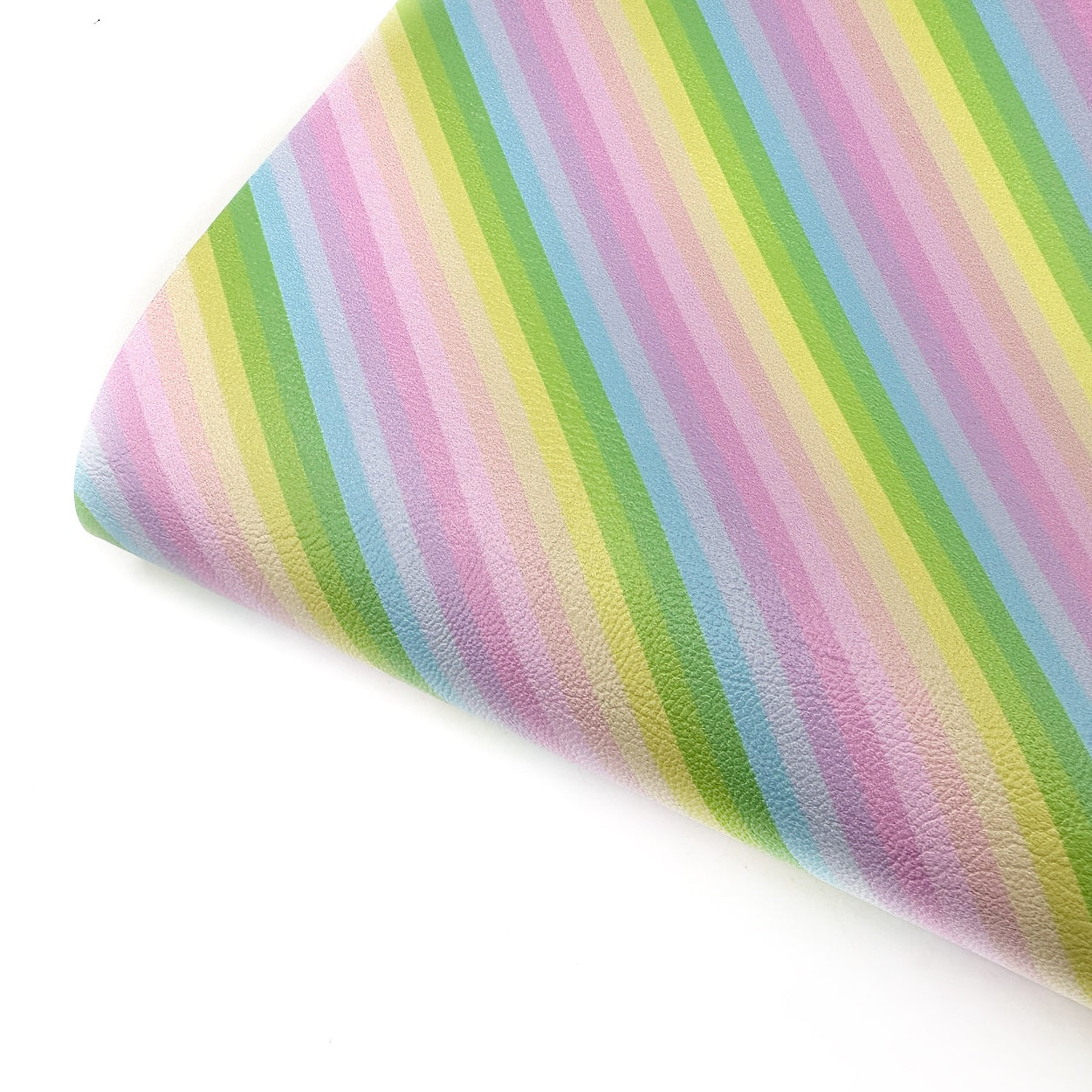 Pastel Rainbow Candy Stripes Premium Faux Leather Fabric Sheets