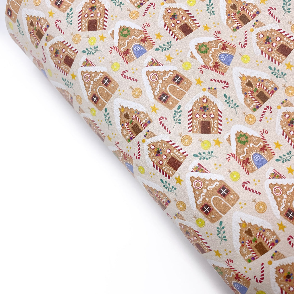 Gingerbread House Premium Faux Leather Fabric Sheets