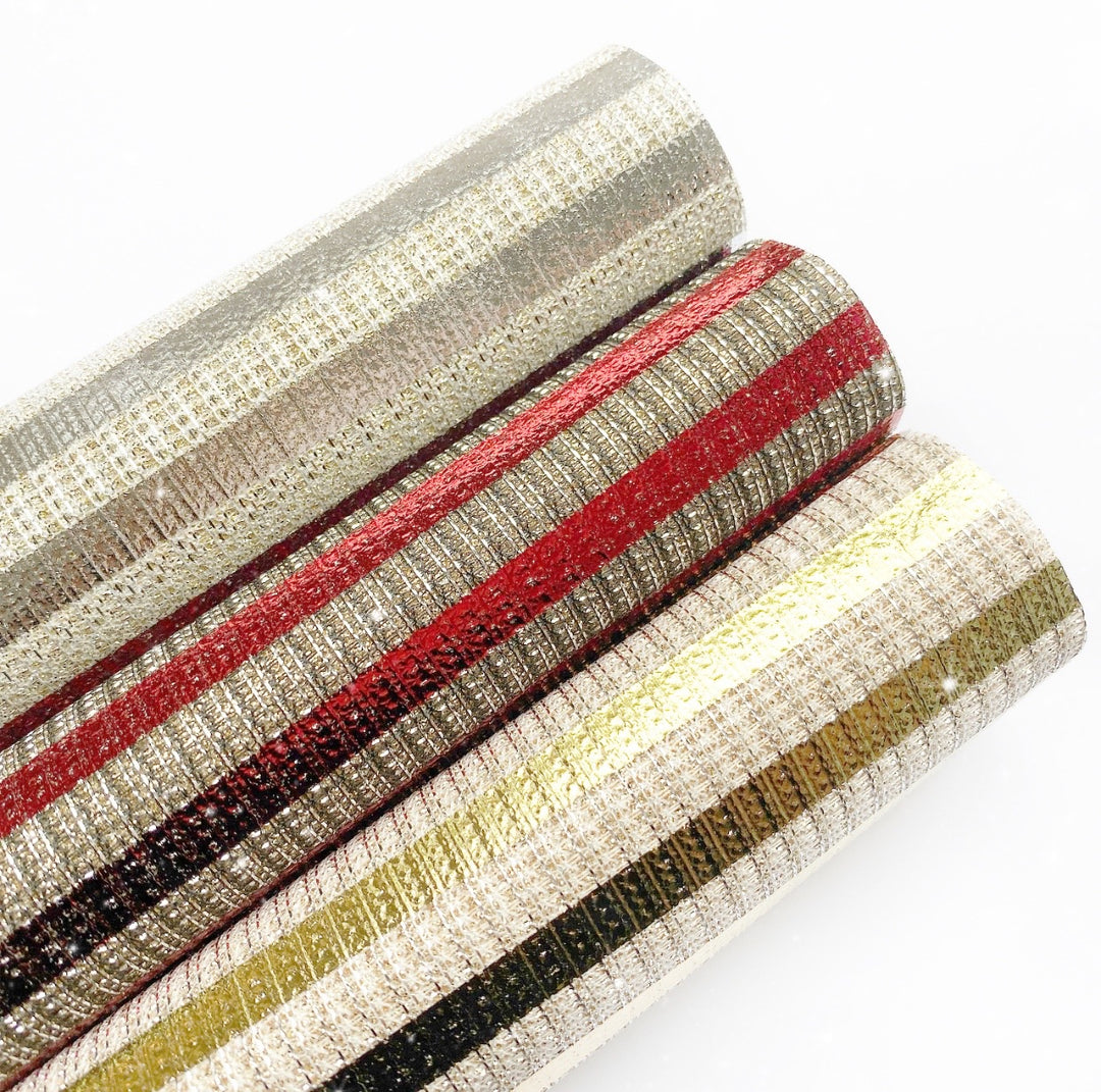 Christmas Crackers Striped Fine Glitter Fabric