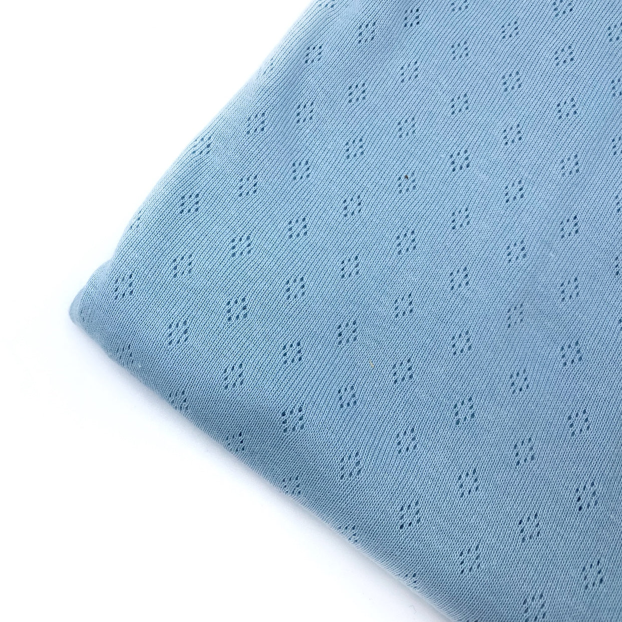 Blue Knitted Pointelle Jersey Fabric