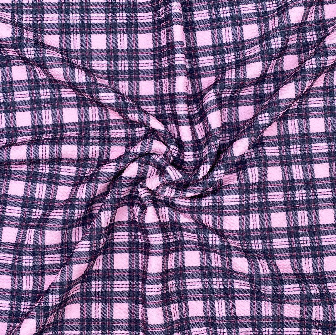 Pink & Black Tartan Premium Print Bullet Fabric