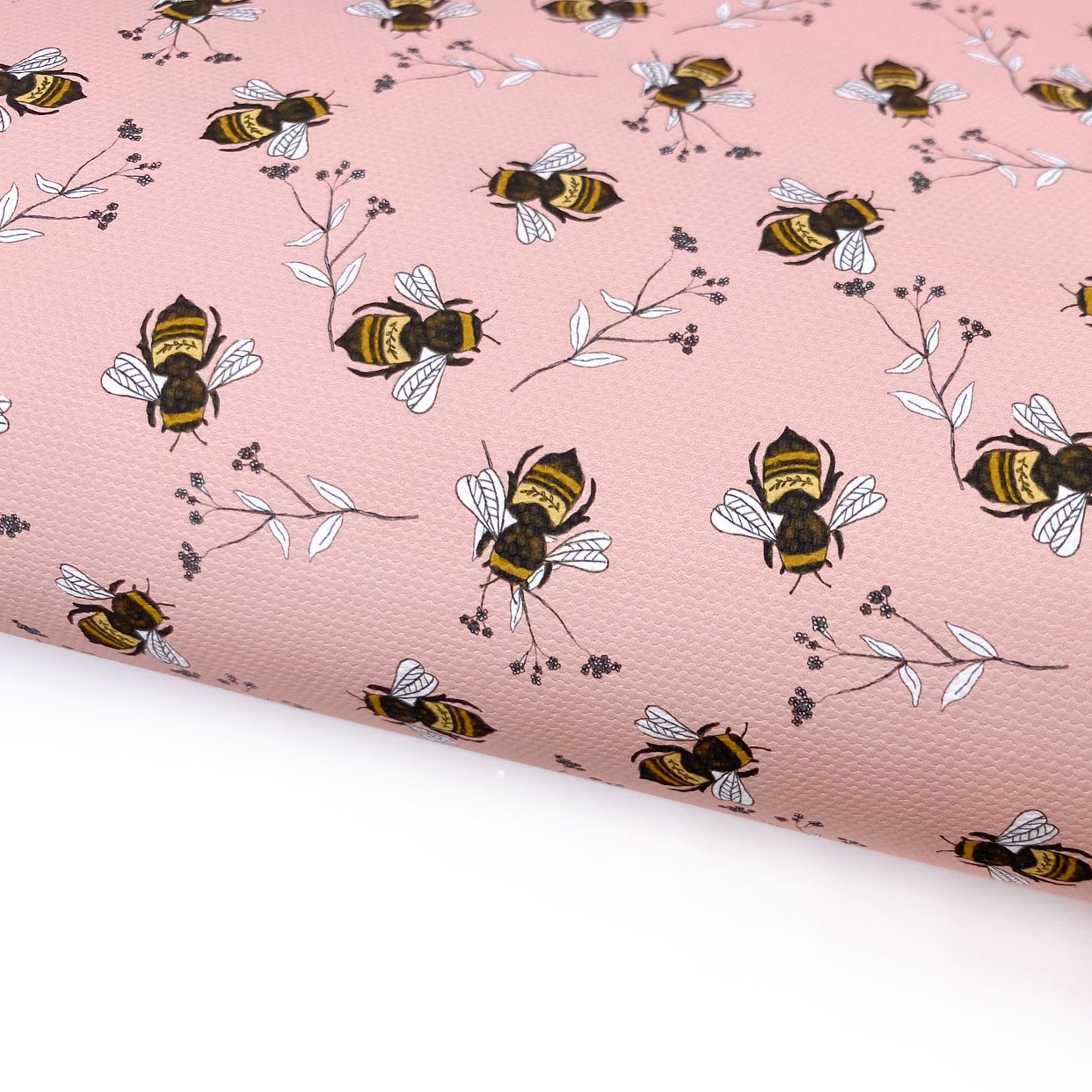 Coral Honey Bees Classic Lux Premium Printed Bow Fabric