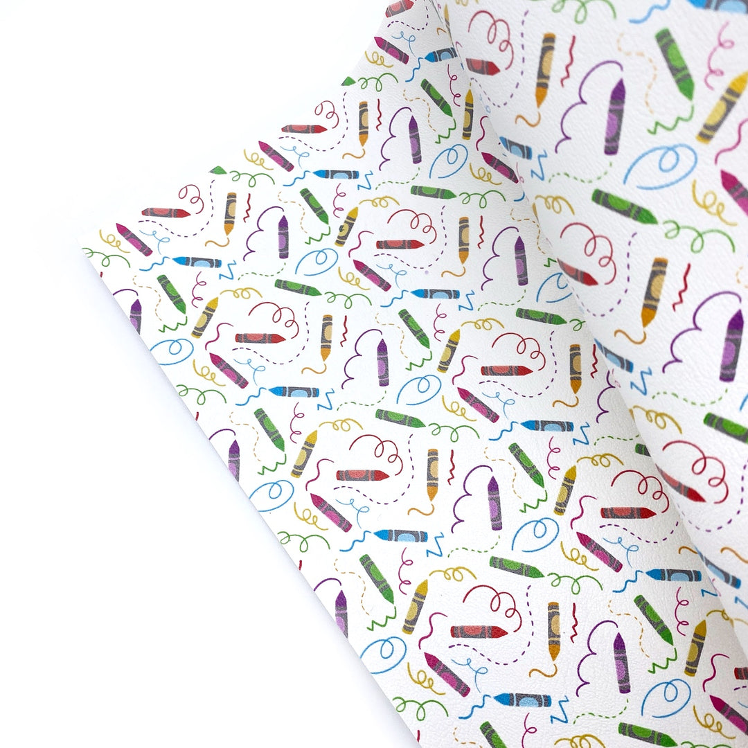 Crayon Doodles Premium Faux Leather Fabric Sheets