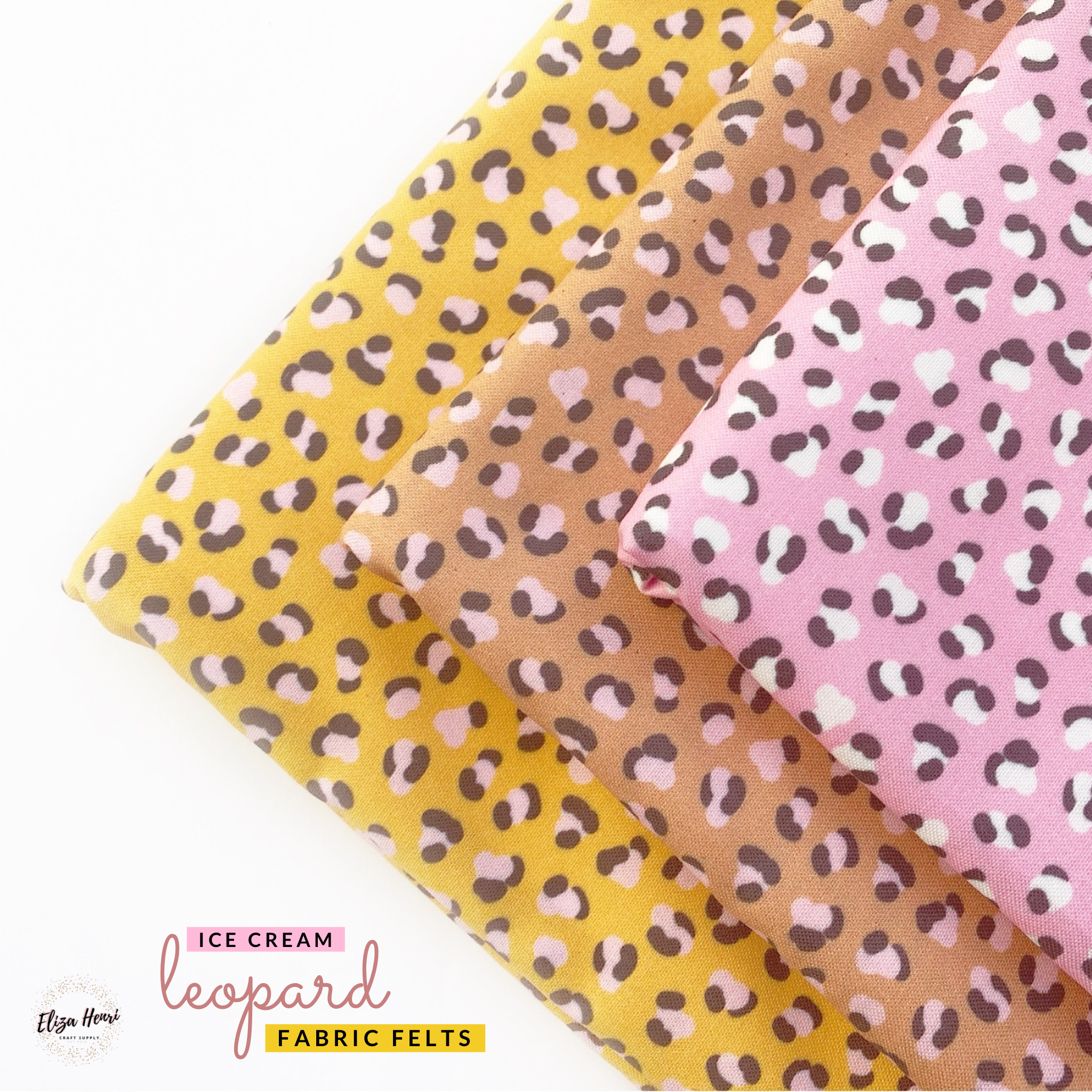 Ice Cream Leopard Prints Premium Artisan Fabric Felt Range
