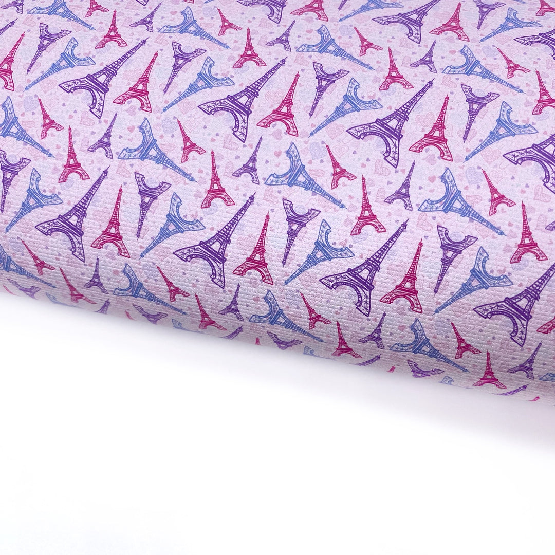 Pastel Eiffel Tower Lux Premium Printed Bow Fabrics