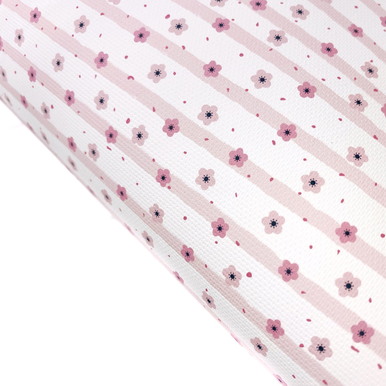 Pink Petal Striped Floral Lux Premium Printed Bow Fabric