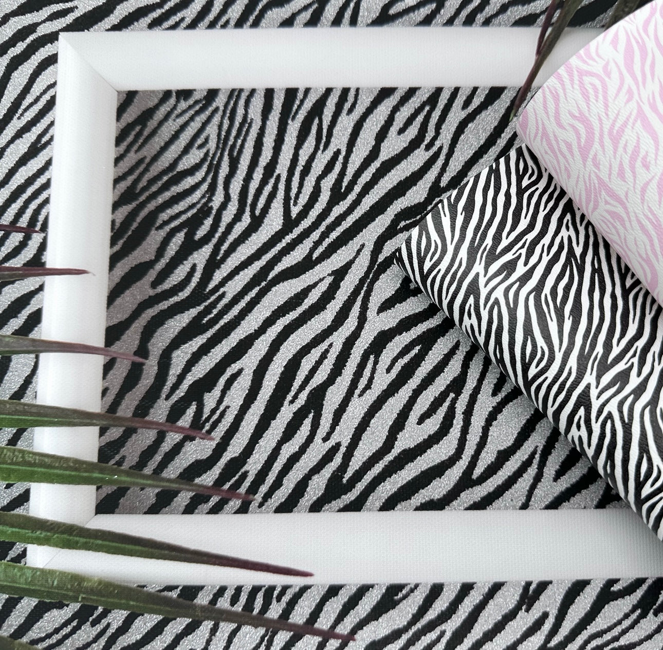 Bold Zebra Wooden Frame Effect Canvas Photography Background