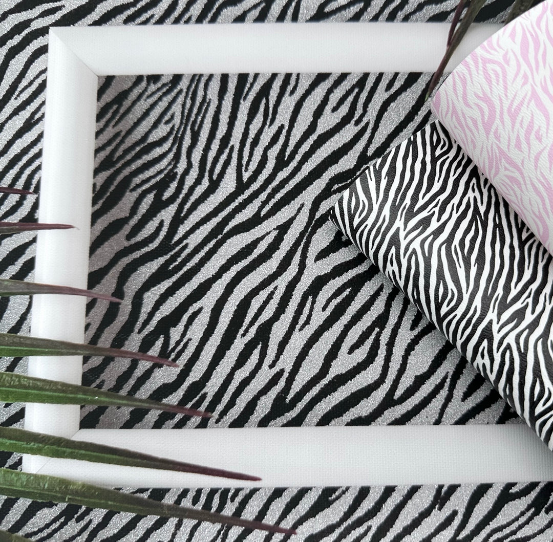 Bold Zebra Wooden Frame Effect Canvas Photography Background