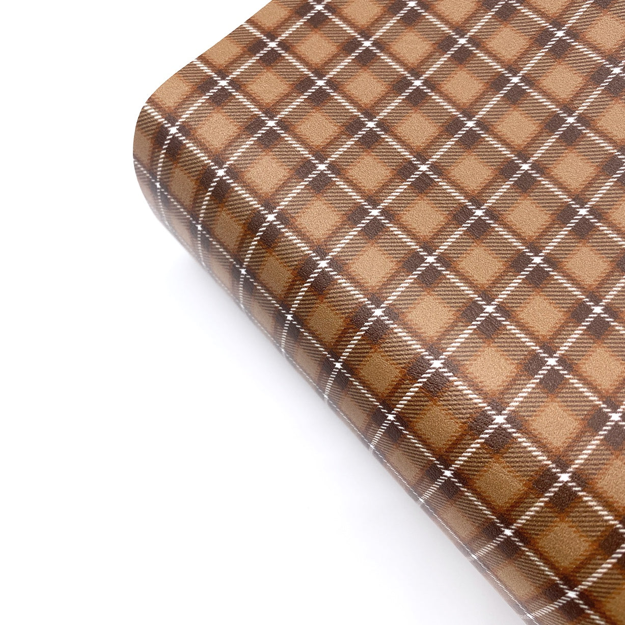Toffee Tartan Premium Faux Leather Fabric Sheets