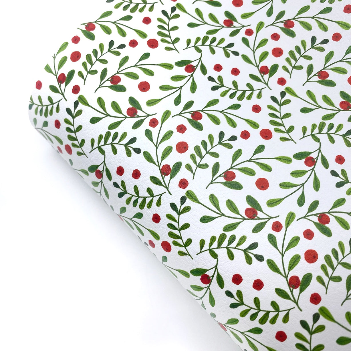 Mistletoe & Berries Premium Faux Leather Fabric Sheets