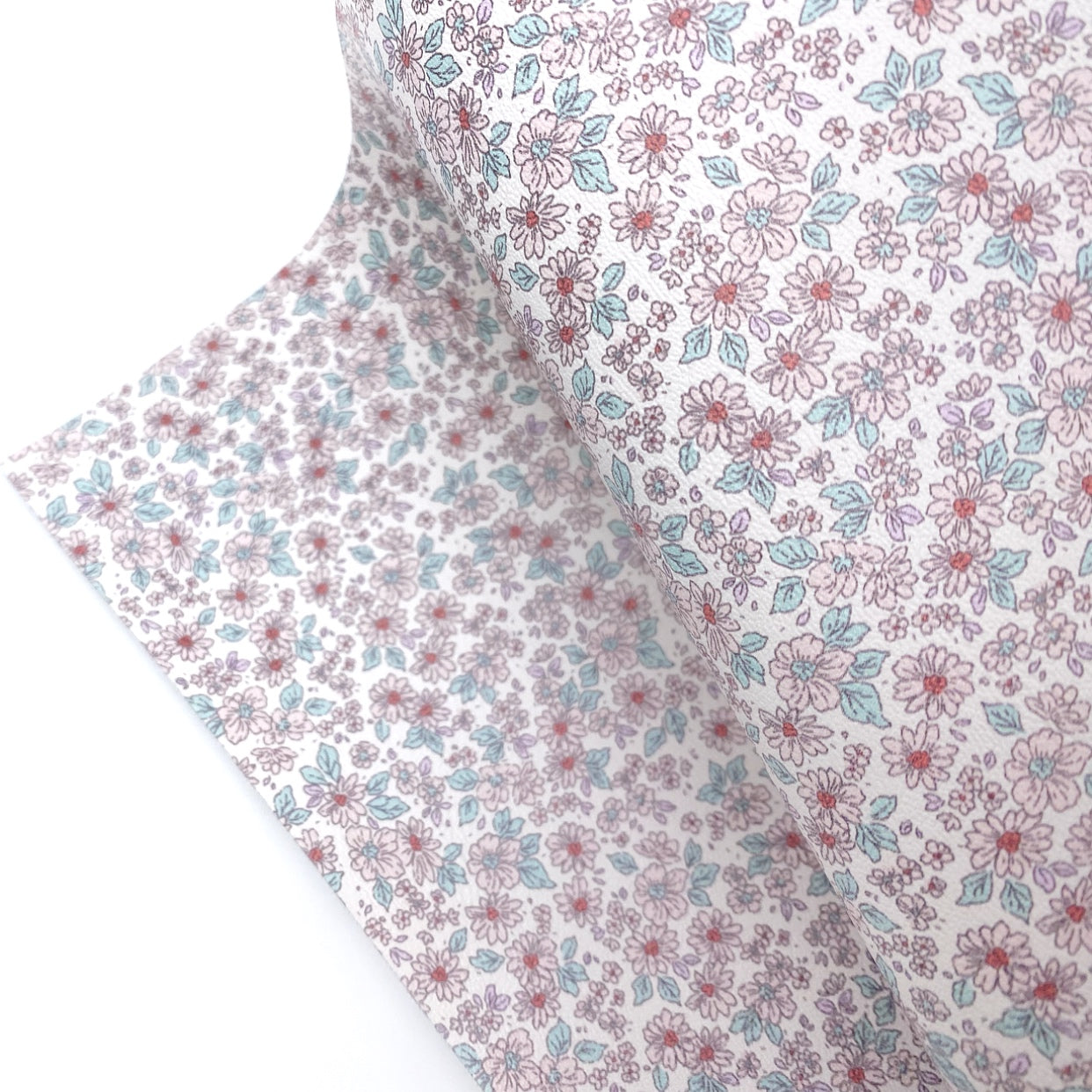 Ditsy Peachy Blooms Premium Faux Leather Fabric Sheets