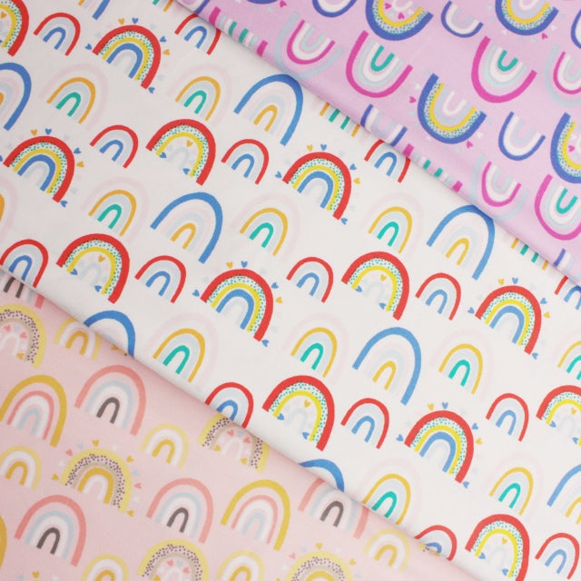 Peach Rainbow Doodles Cotton Jersey