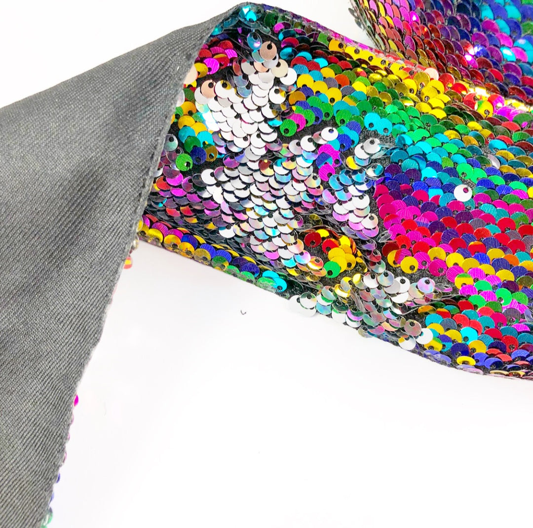 Rainbow Sequin Reversible Ribbon 3''