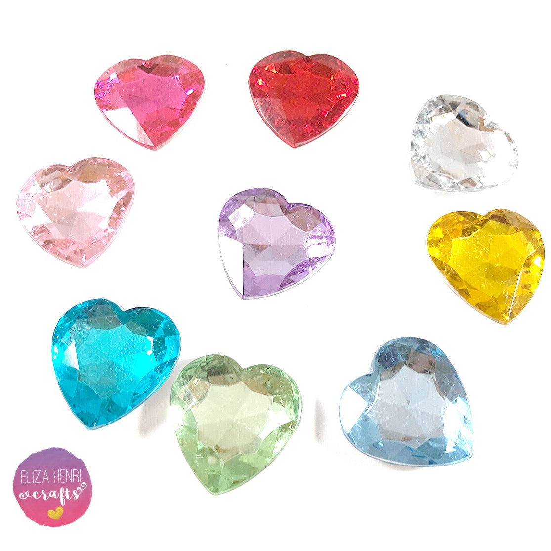 Sparkle Diamond Heart Charm Embellishments - Eliza Henri Craft Supply