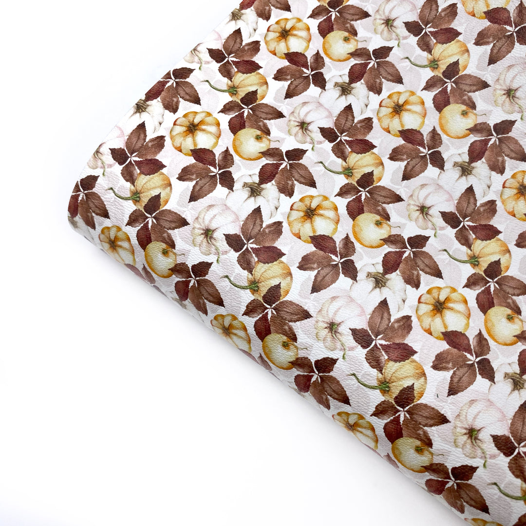 Fallen Leaves & Pumpkins Premium Faux Leather Fabric Sheets