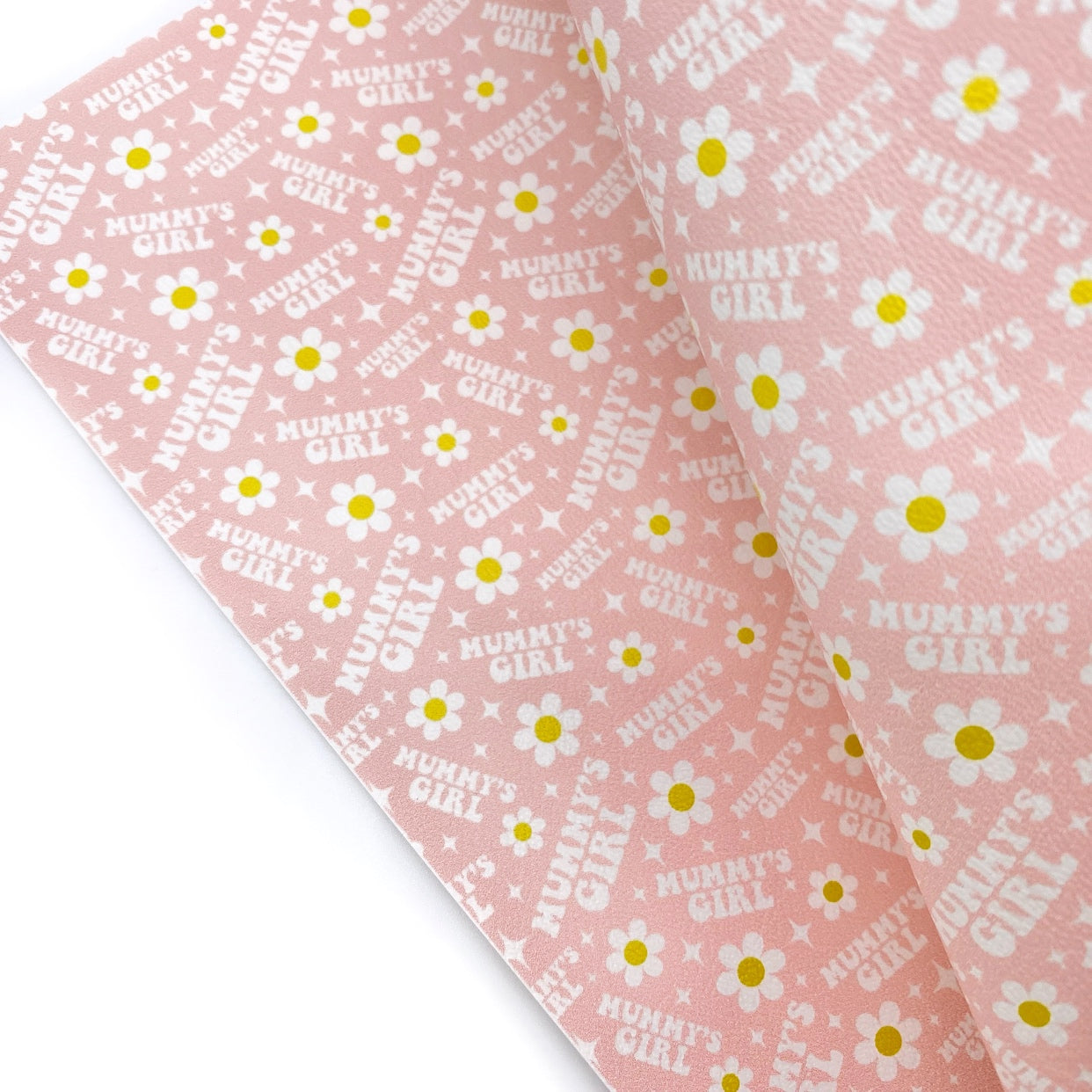 Mummy's Girl Pink Daisy Premium Faux Leather Fabric Sheets