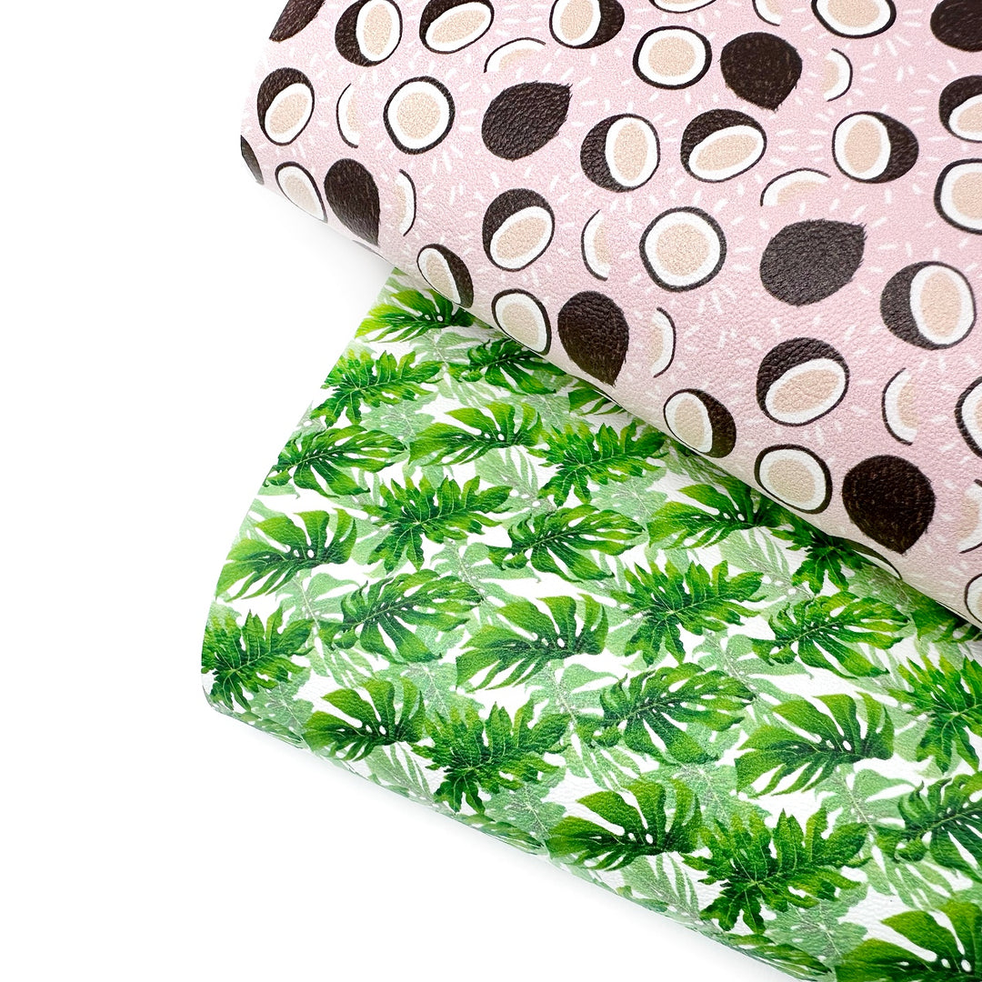 Coconut Leaves Premium Faux Leather Fabric Sheets