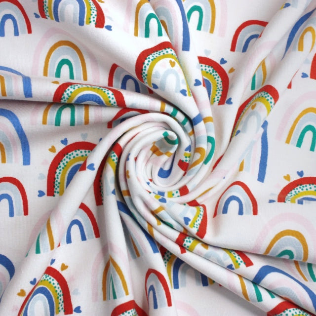 White Rainbow Doodles Cotton Jersey