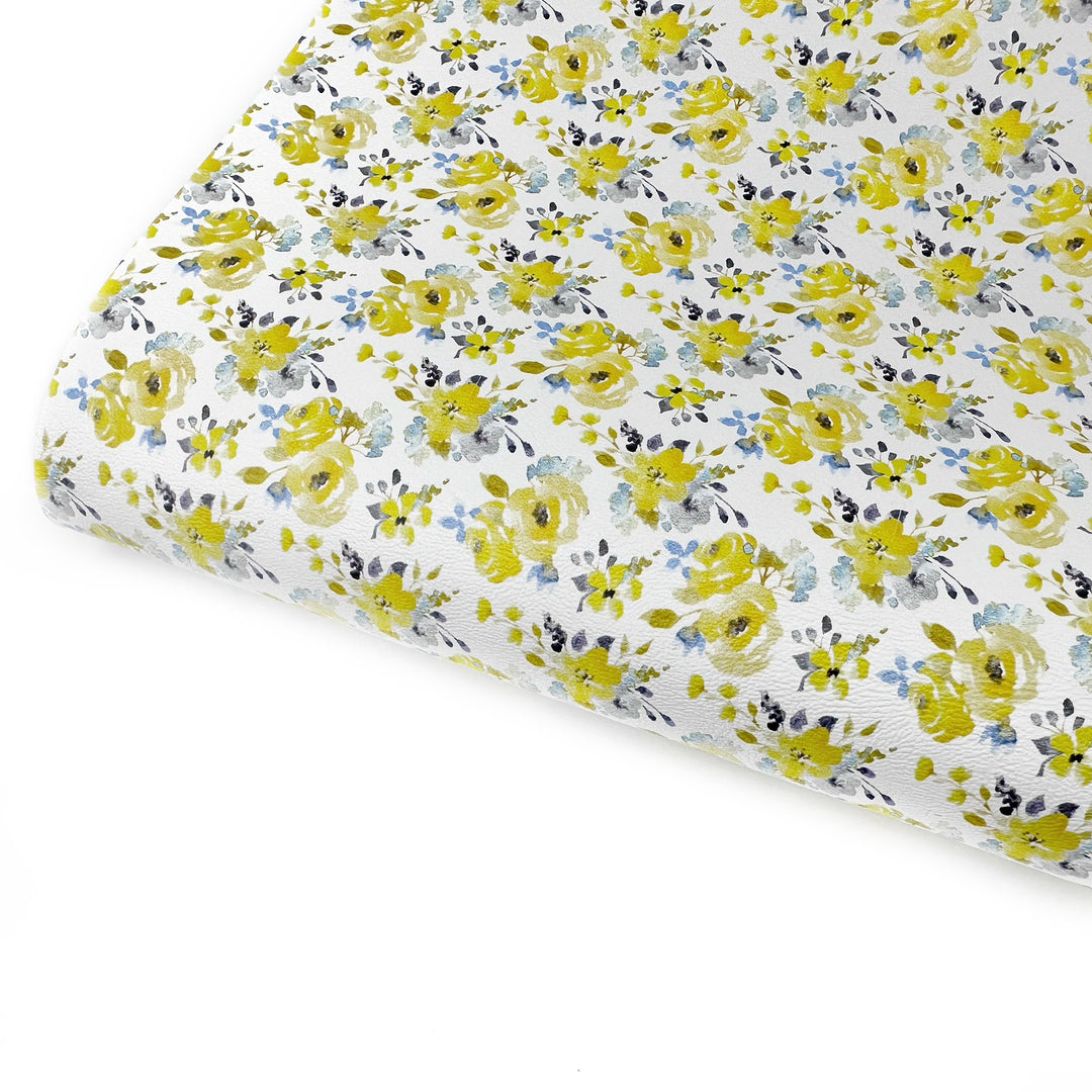 Lemon Blooms Premium Faux Leather Fabric Sheets