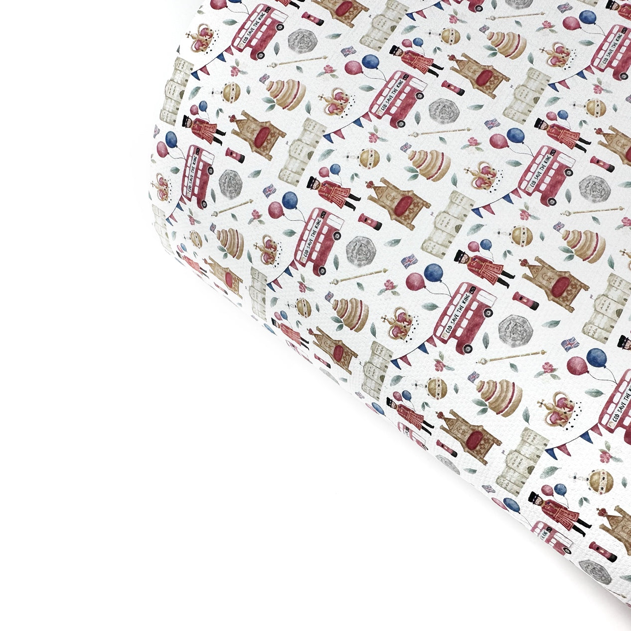 Mini God Save the King Lux Premium Canvas Printed Bow Fabric