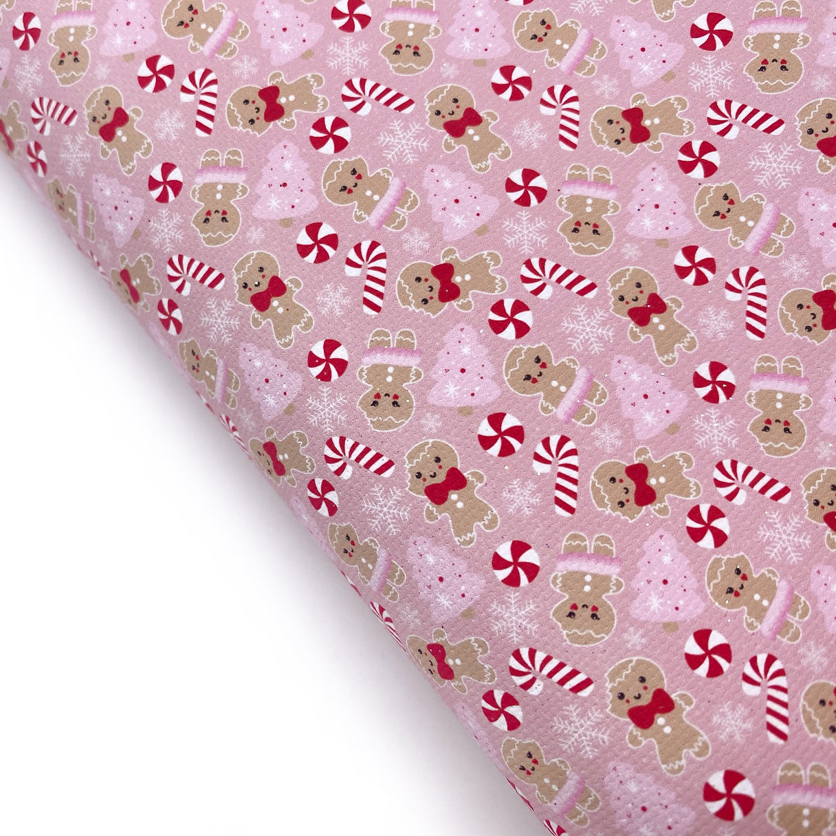 Mini Pink Gingerbread Girl Lux Premium Canvas Bow Fabrics