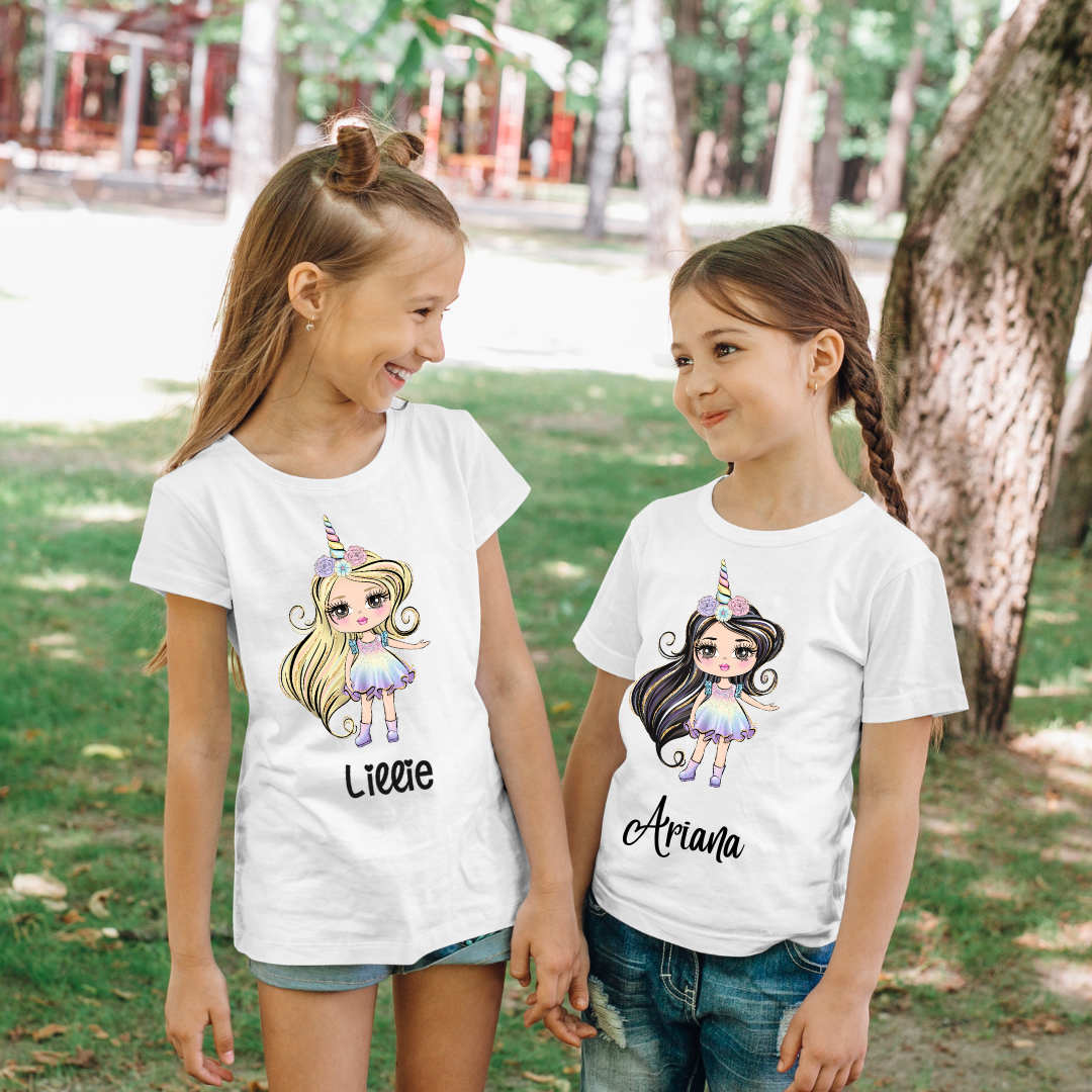 Unicorn Girls DTF Full Colour Iron on T Shirt Transfers