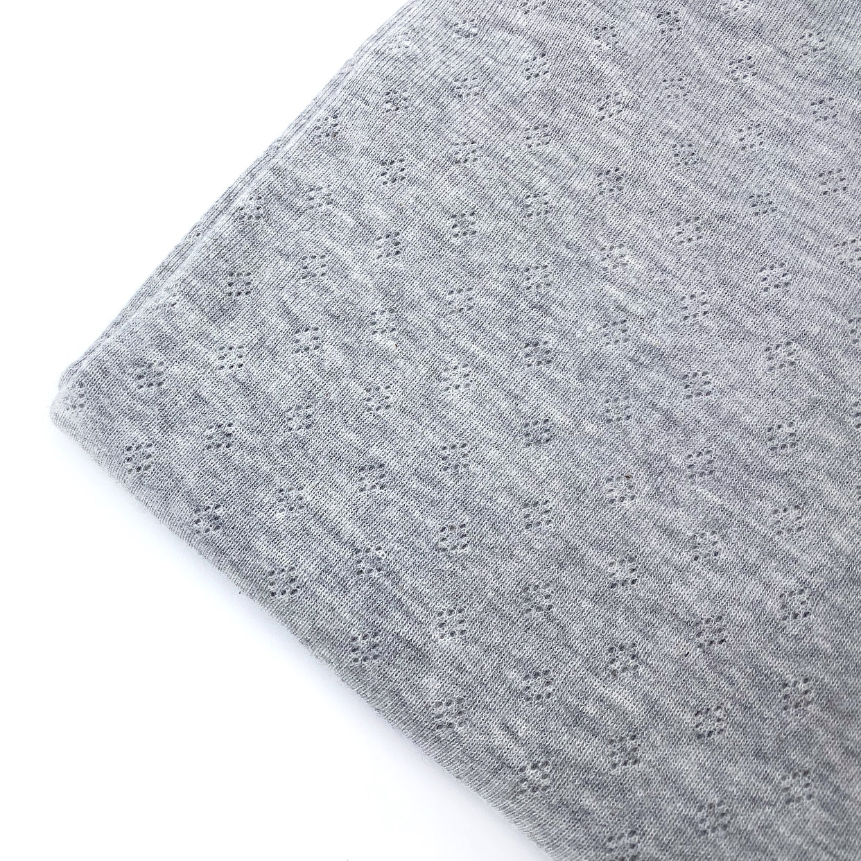 Grey Knitted Pointelle Jersey Fabric