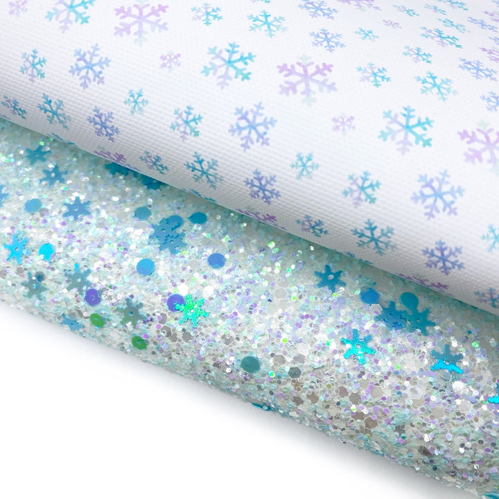 Frozen Snowflakes Lux Premium Canvas Bow Fabrics