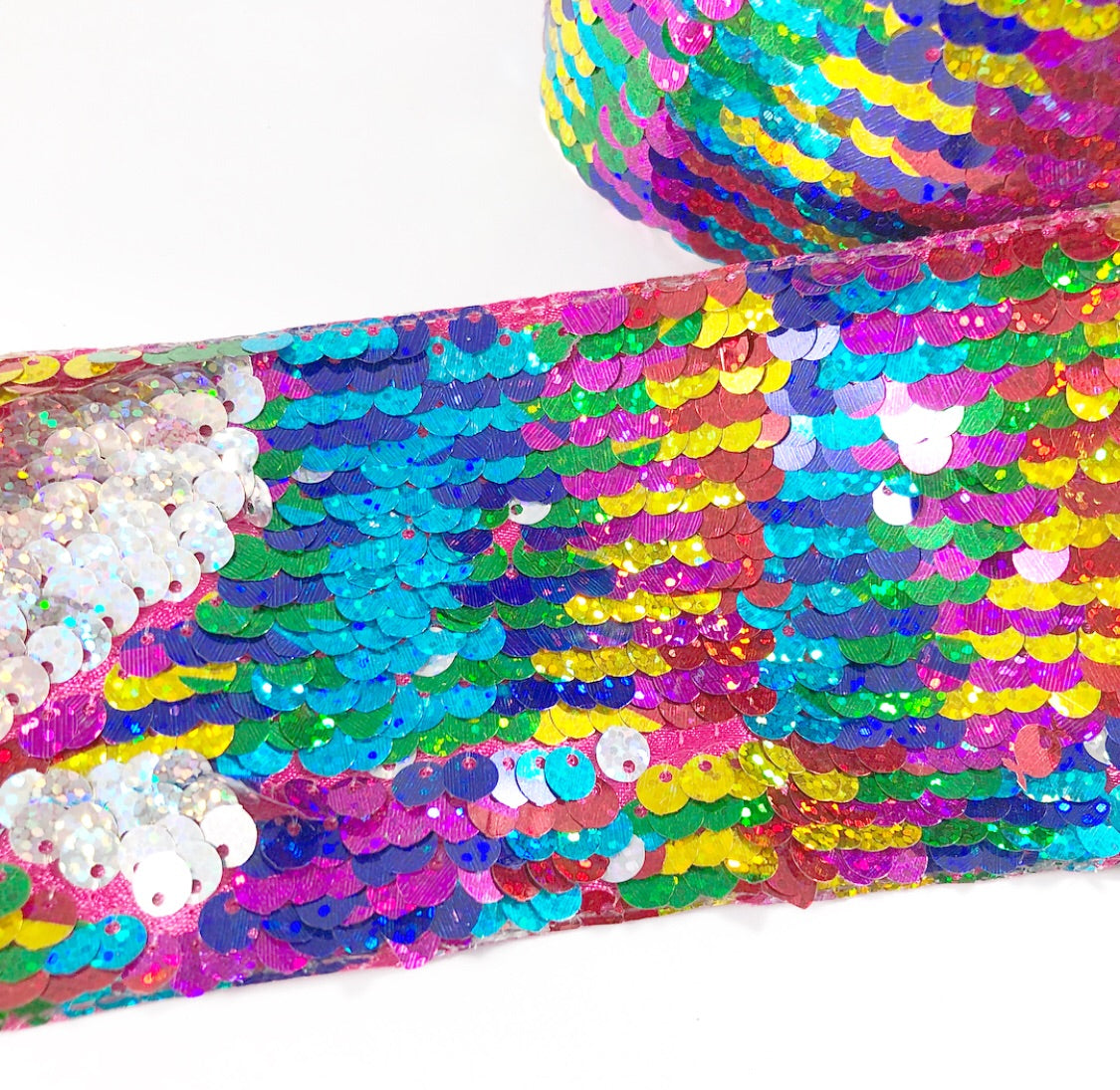 Sparkle Rainbow Sequin Reversible Ribbon 3''