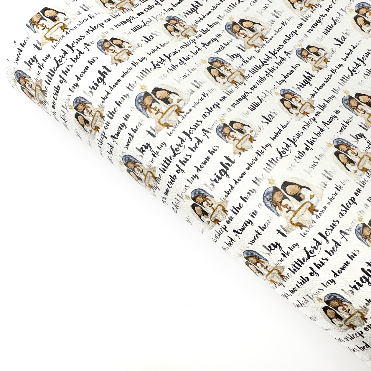 Away in a Manger Scripted Premium Faux Leather Fabric Sheets