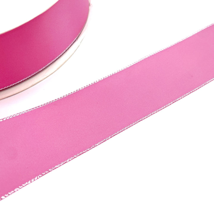 Luxury Sparkle Silver Edged Satin Ribbon 1.5''