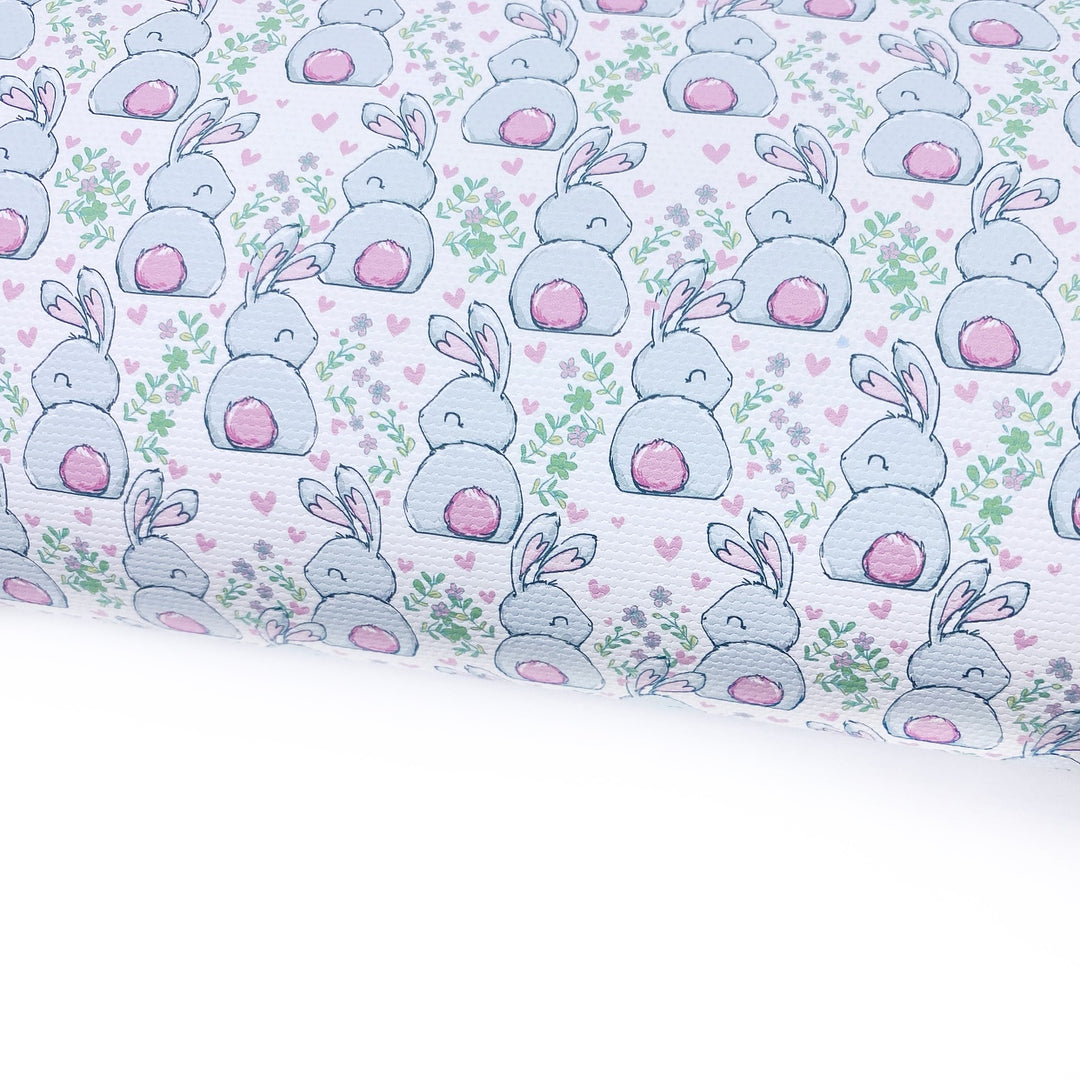 Hop Hop Bunny Tails Lux Premium Printed Bow Fabric