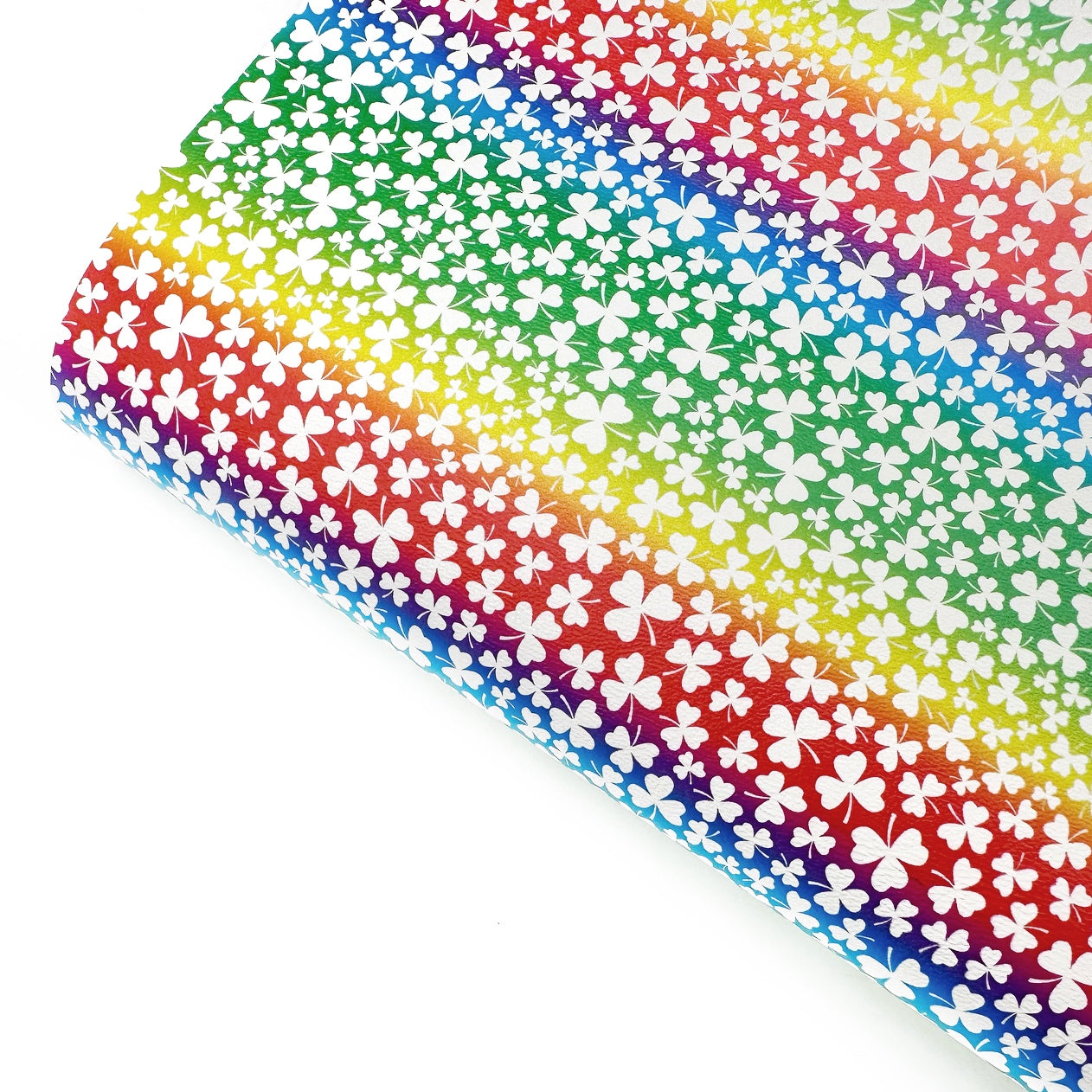 Rainbow Clovers Faux Leather Fabric Sheets