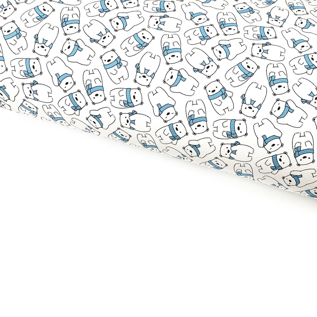 Parker Polar Bear Blue Lux Premium Canvas Bow Fabrics