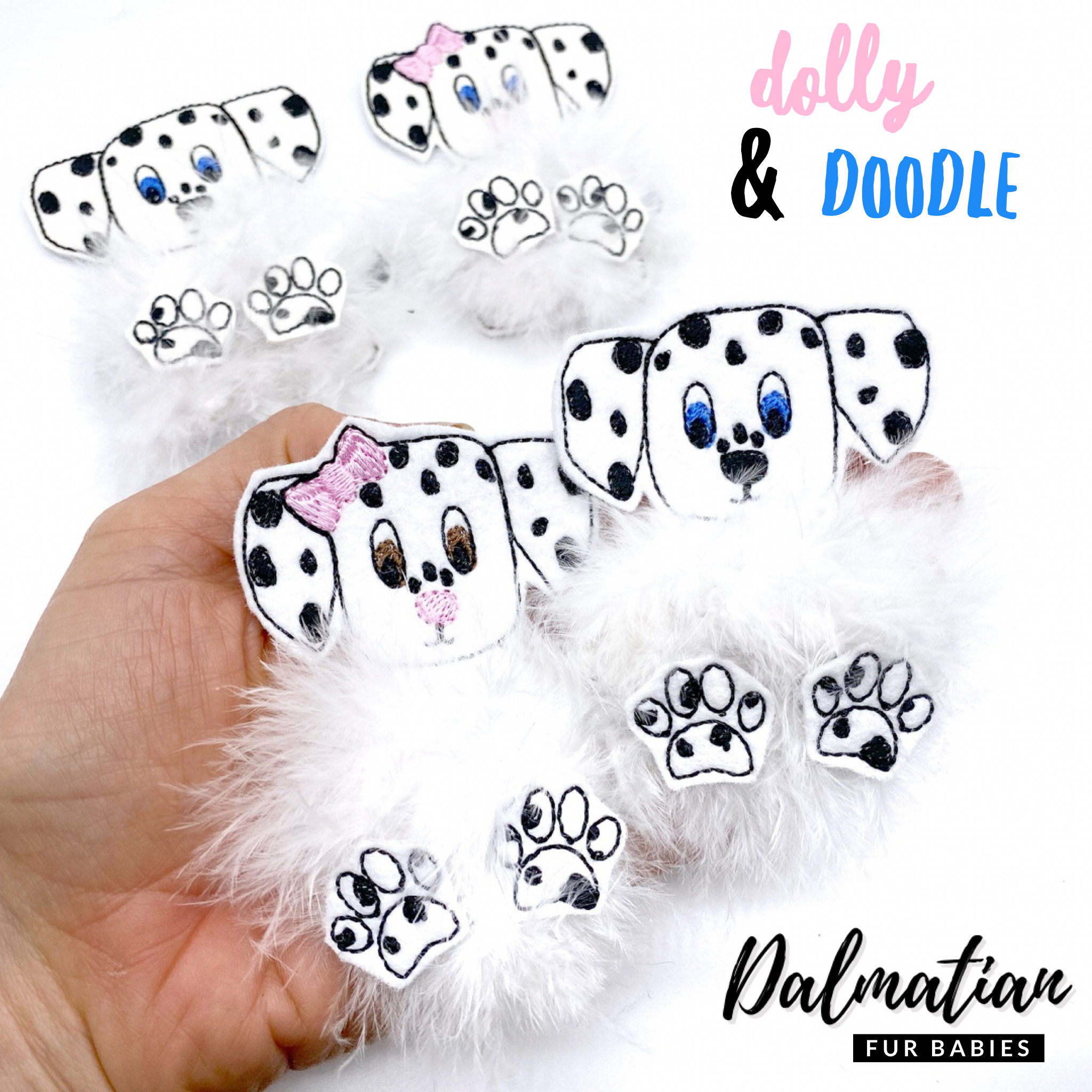 Dolly & Doodle Dalmatian- Fluffy Fur Baby Felties
