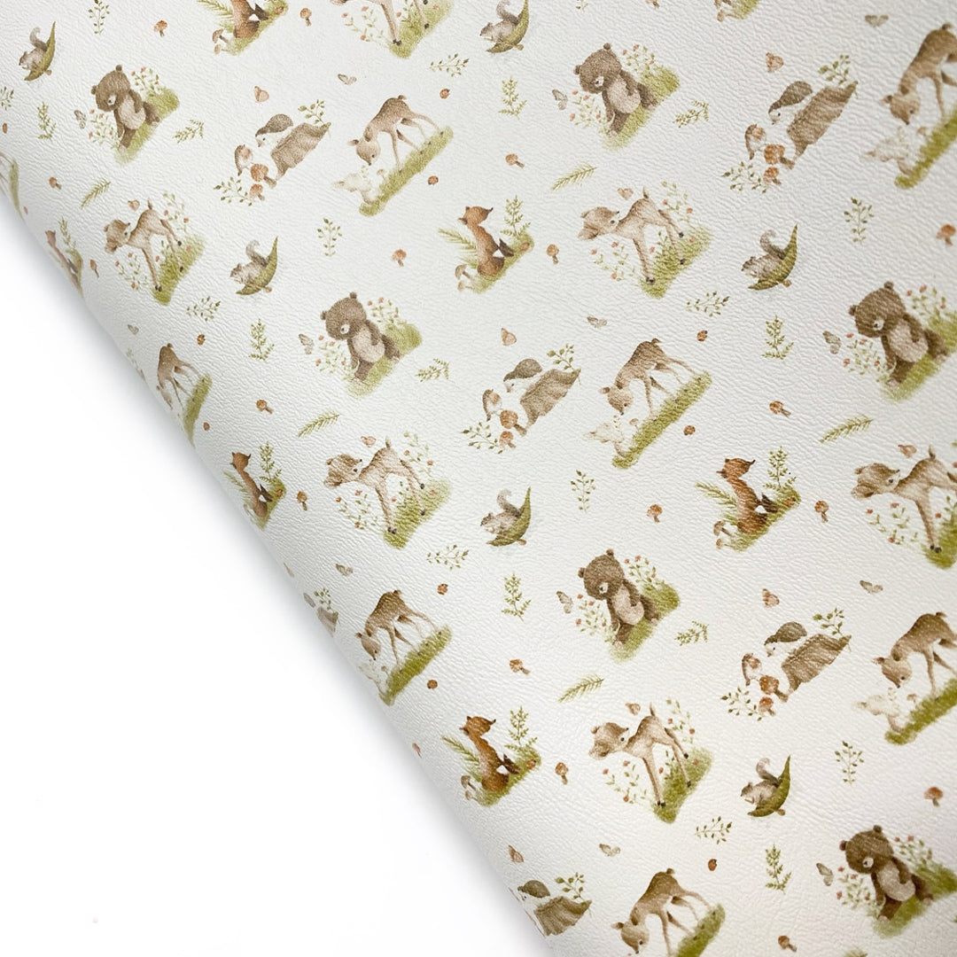 Little Woodland Friends Premium Faux Leather Fabric Sheets