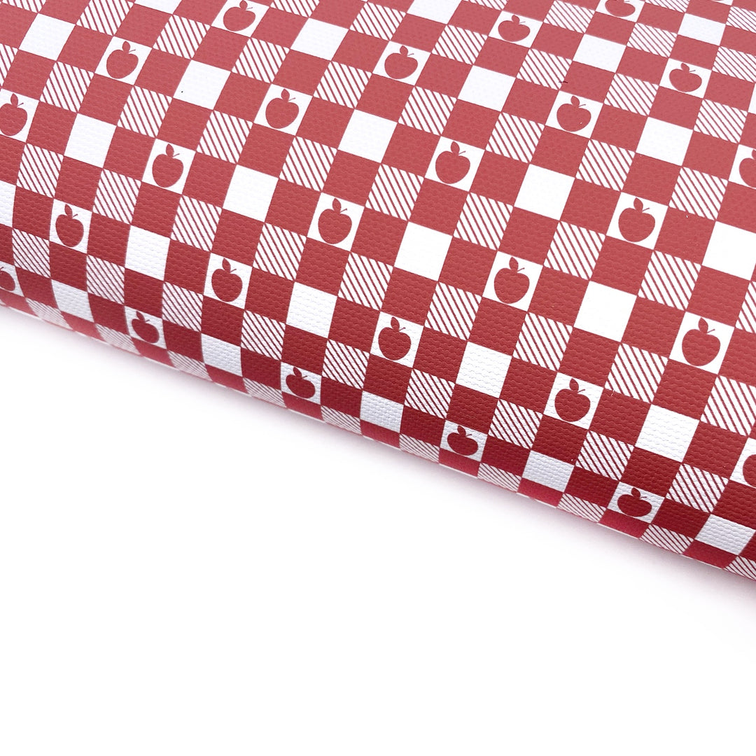 Apple Check Lux Premium Printed Bow Fabric