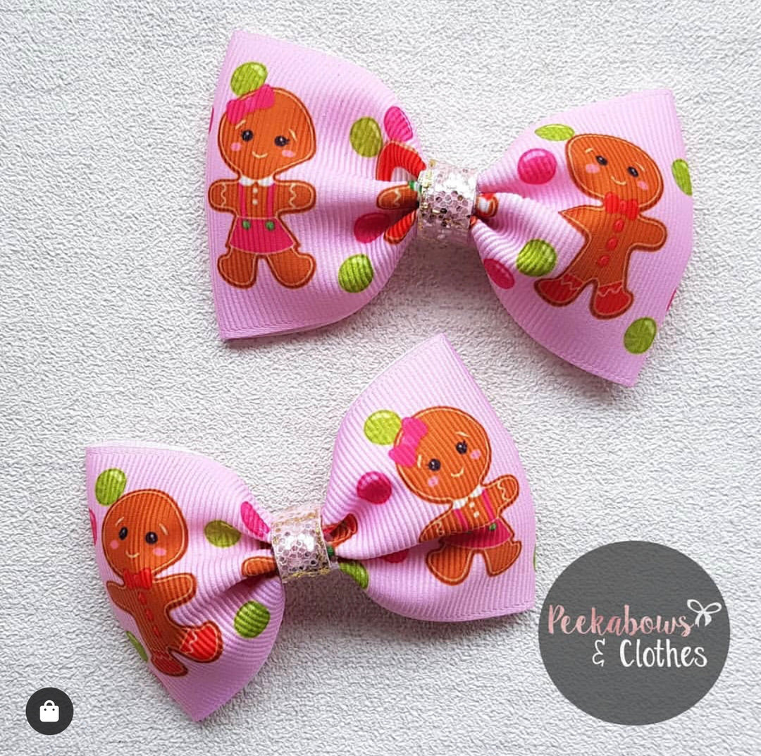 Pink Gingerbread Friends Grosgrain Ribbon 2'' or 3''