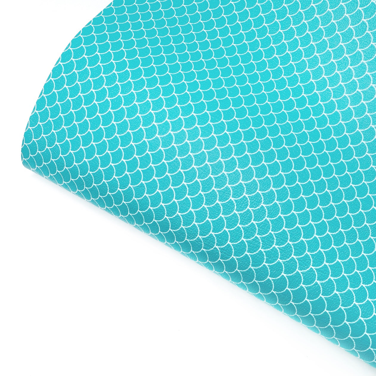 Aqua Mermaid Scales Premium Faux Leather Fabric Sheets