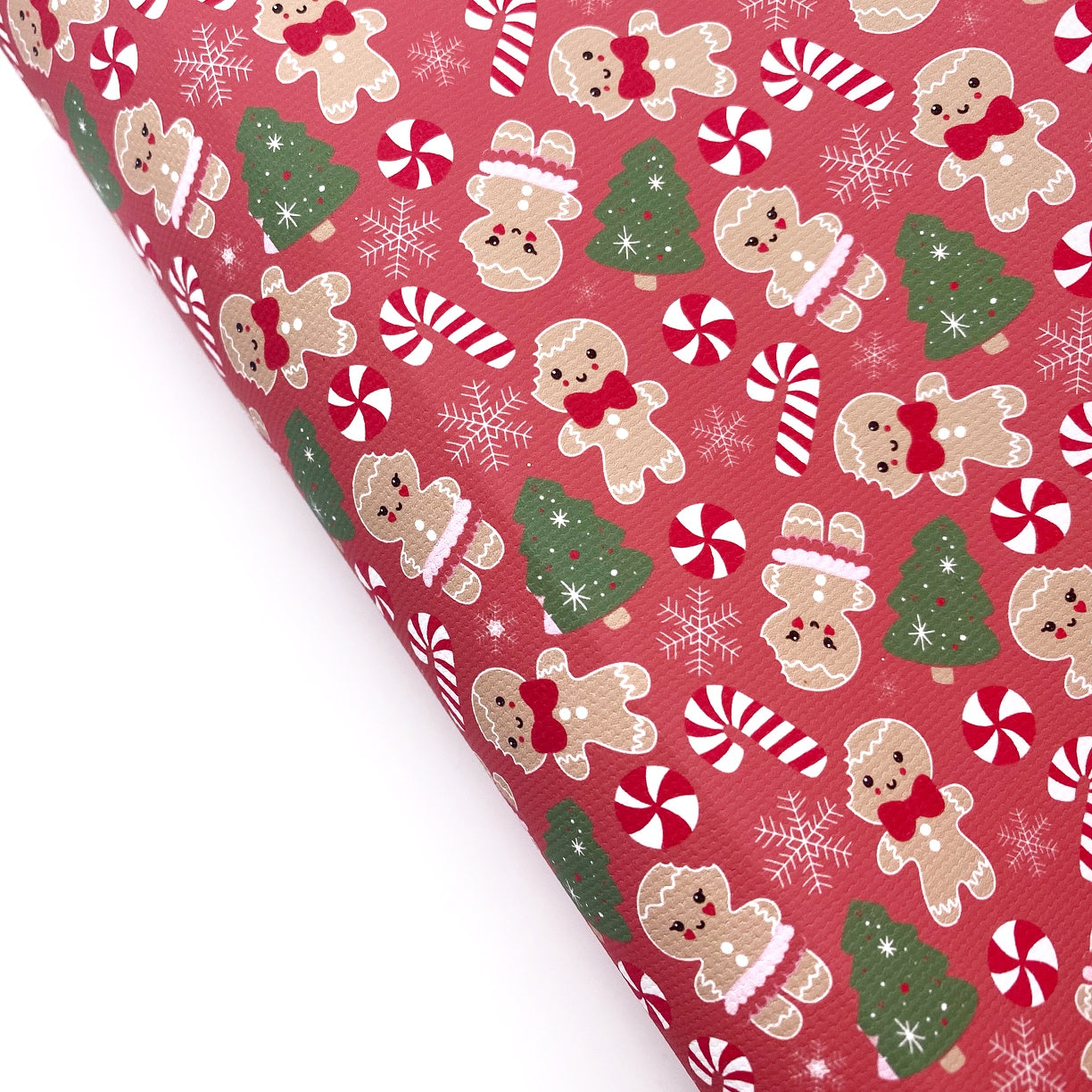 Red Gingerbread Girl Lux Premium Canvas Bow Fabrics