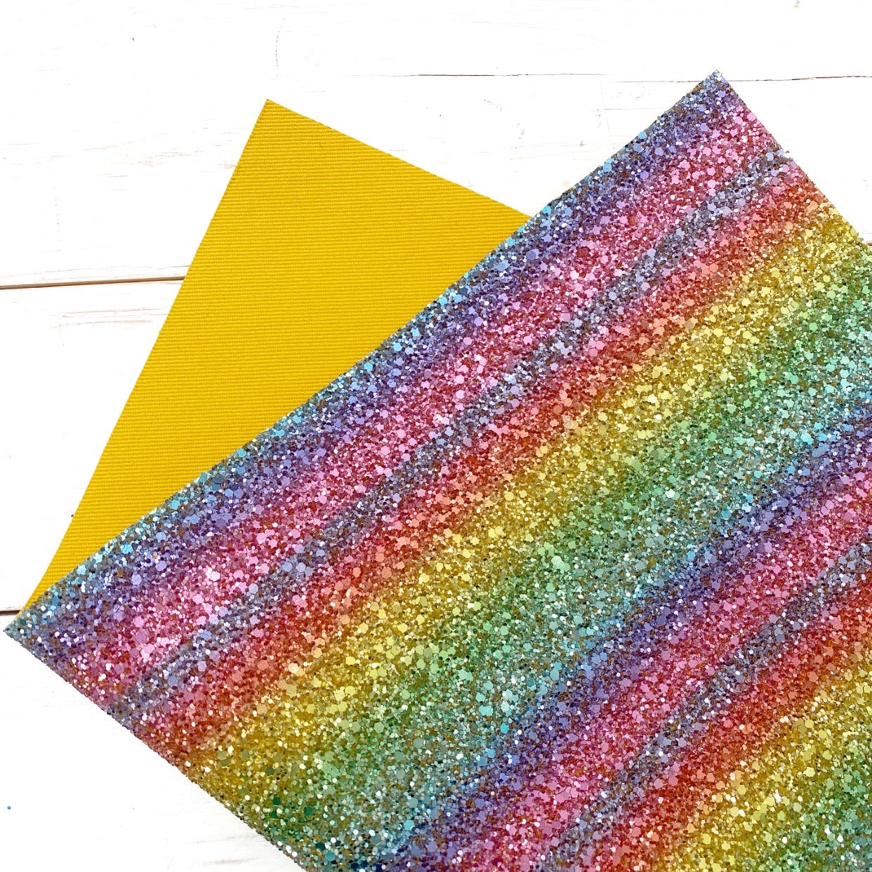 Singing a Rainbow Gold Lux Premium Chunky Glitter Fabric