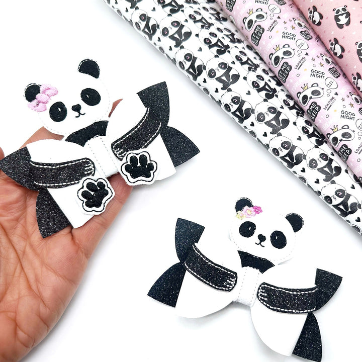 Penelope Panda Bow Hugs Wrap Arounds & Pops Feltie Set